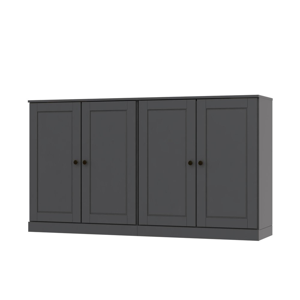 64" Gray Solid Wood Sideboard With Two Doors