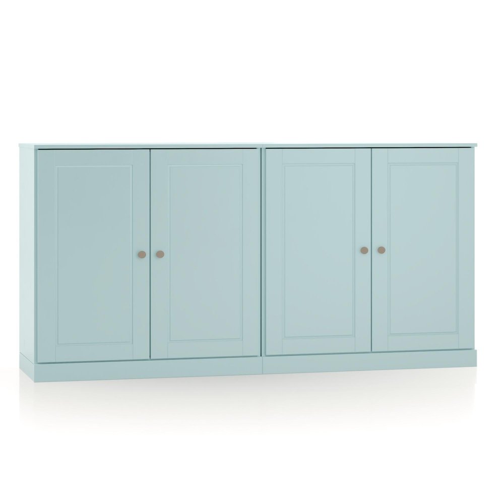 64" Aqua Solid Wood Sideboard With Two Doors