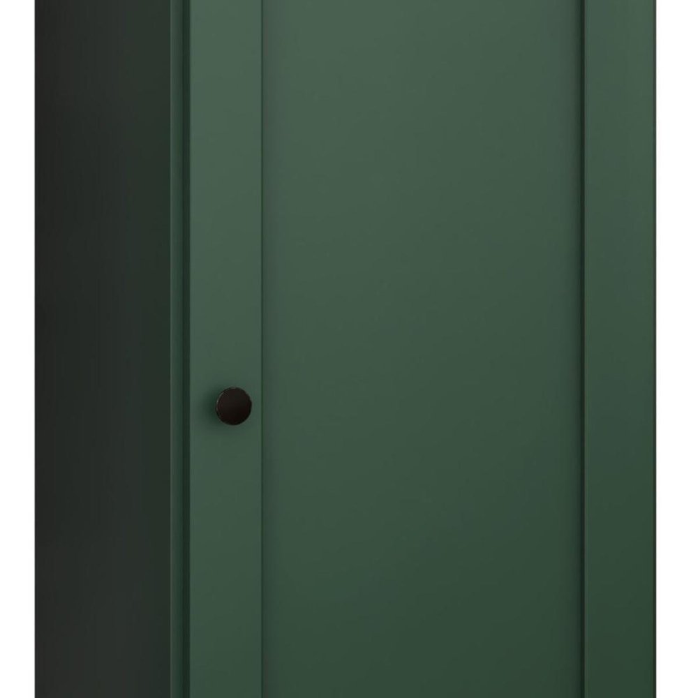 36" Green Solid Wood Adjustable Three Tier Library Bookcase with One Door