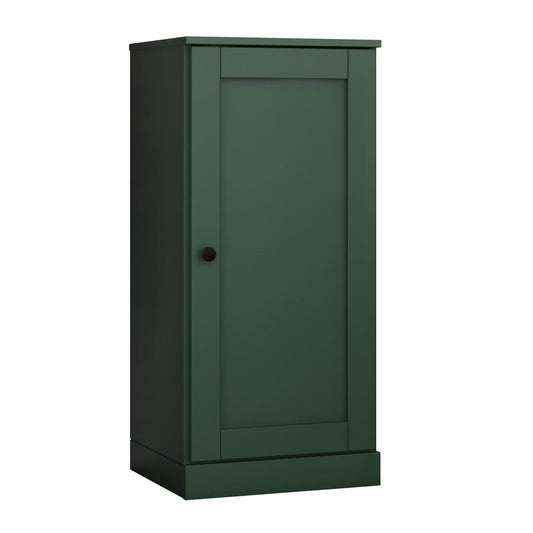 36" Green Solid Wood Adjustable Three Tier Library Bookcase with One Door