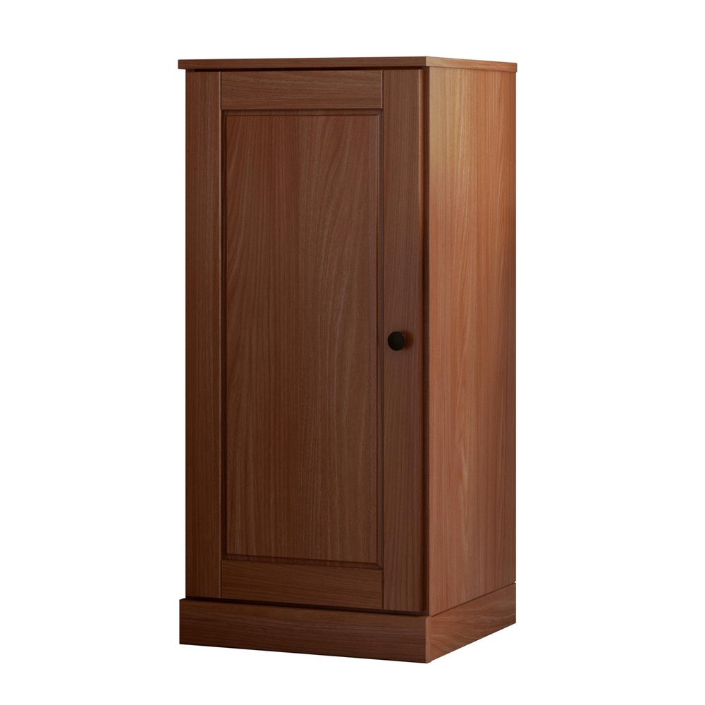 36" Coffee Solid Wood Adjustable Three Tier Library Bookcase with One Door