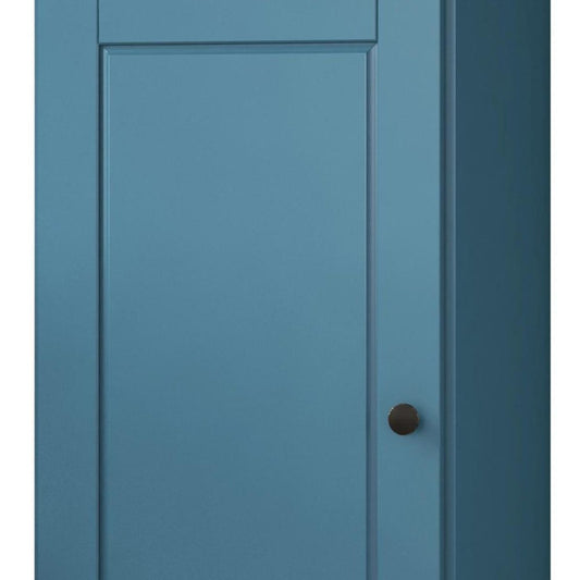 36" Teal Blue Solid Wood Adjustable Three Tier Library Bookcase with One Door