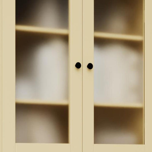 72" Yellow Solid Wood Adjustable Six Tier Library Bookcase with Four Doors