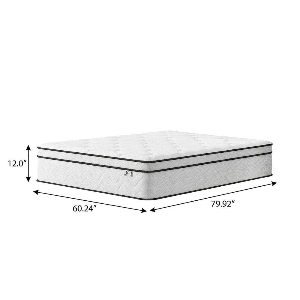 12" Twin Gel Memory Foam Medium Chevron Hybrid Mattress HomeRoots