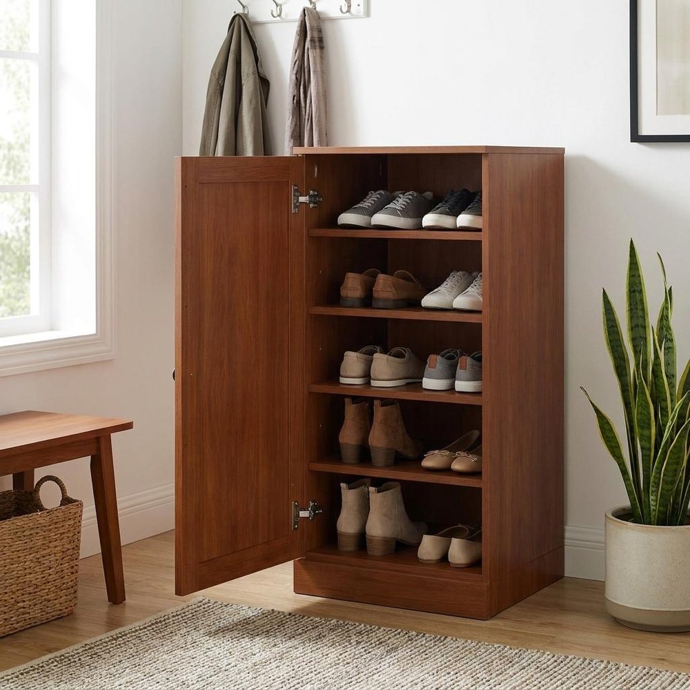 Coffee Ten Pair Solid WoodShoe Storage Cabinet HomeRoots