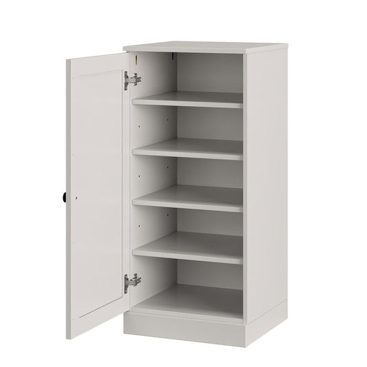 Off White Ten Pair Solid WoodShoe Storage Cabinet