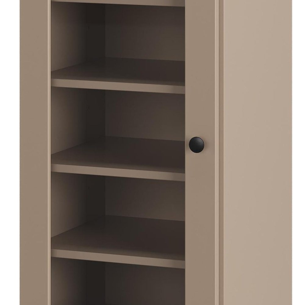 Beige Ten Pair Solid WoodShoe Storage Cabinet