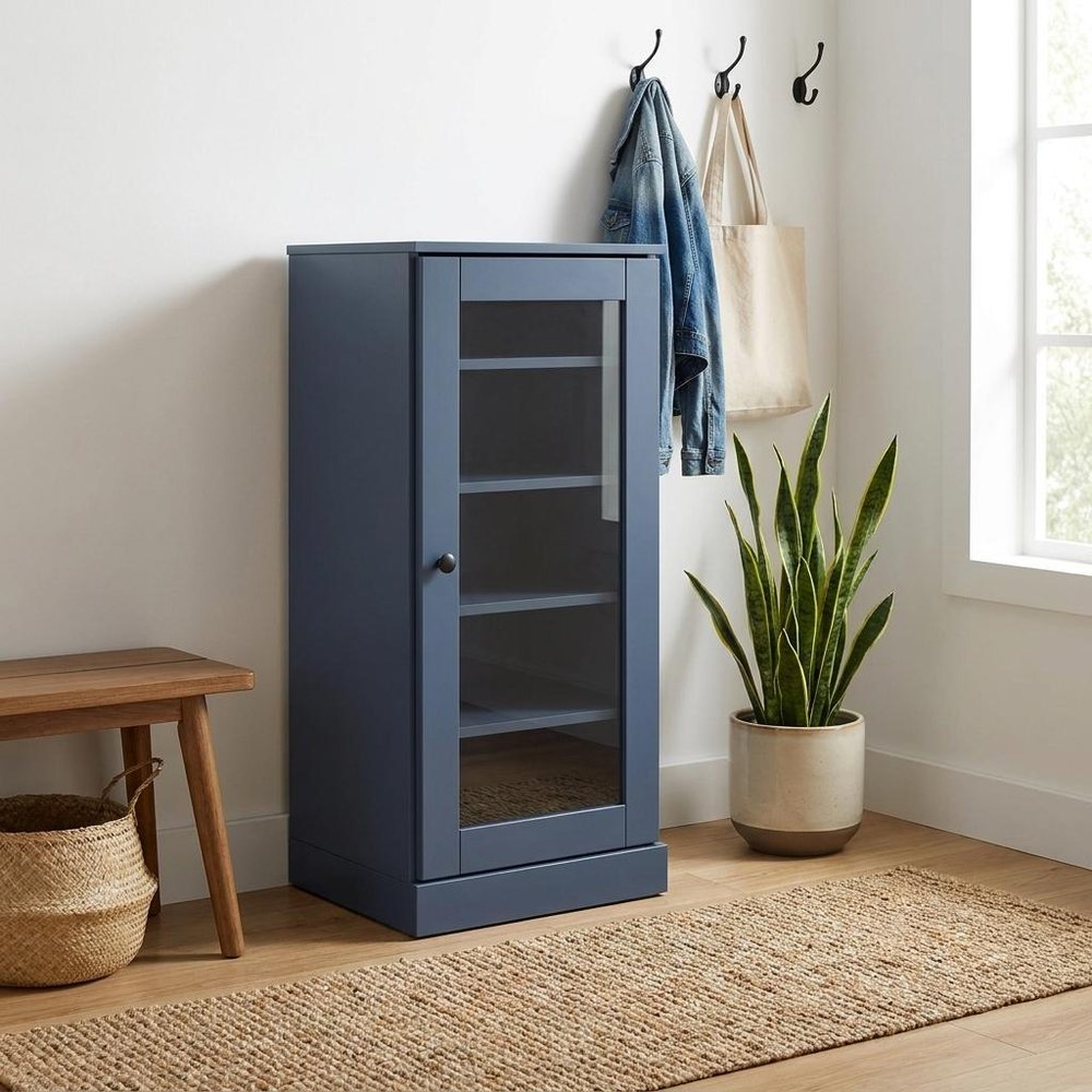 French Blue Ten Pair Solid WoodShoe Storage Cabinet HomeRoots