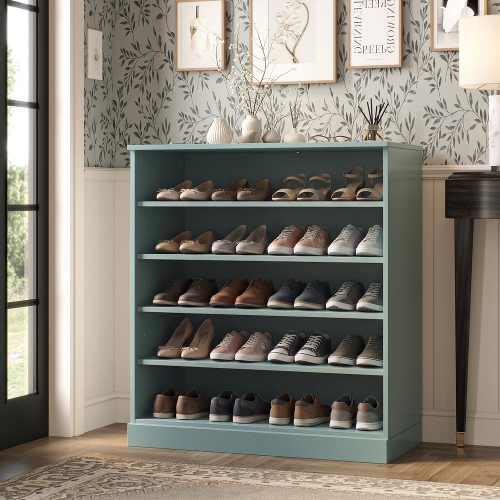 Aqua Twenty Pair Solid WoodShoe Storage Cabinet HomeRoots