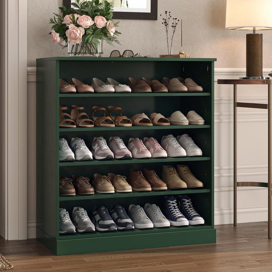 Green Twenty Pair Solid WoodShoe Storage Cabinet