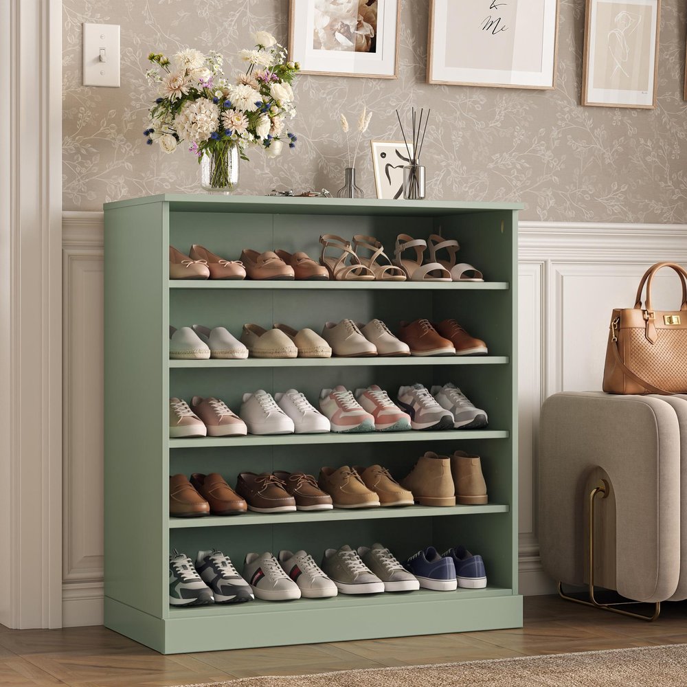 Sage Twenty Pair Solid WoodShoe Storage Cabinet HomeRoots