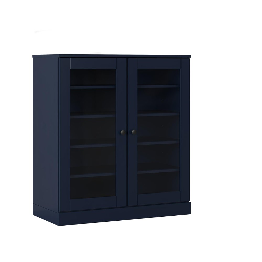 Navy Blue Twenty Pair Solid WoodShoe Storage Cabinet