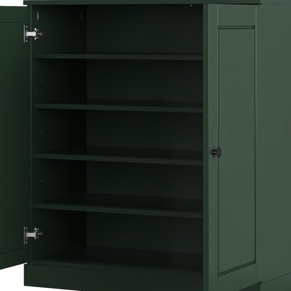 Green Twenty Pair Solid WoodShoe Storage Cabinet