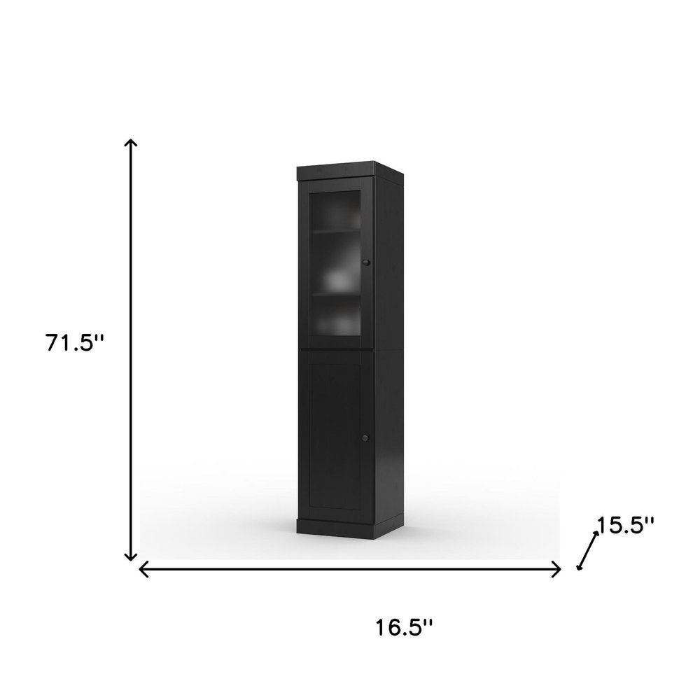 72" Black Solid Wood Two Door Pantry Or Storage Closet HomeRoots