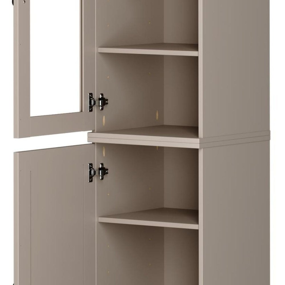 72" Beige Solid Wood Two Door Pantry Or Storage Closet