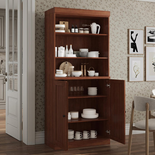 72" Coffee Solid Wood Two Door Pantry Or Storage Closet HomeRoots