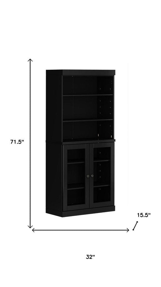 72" Black Solid Wood Two Door Pantry Or Storage Closet HomeRoots