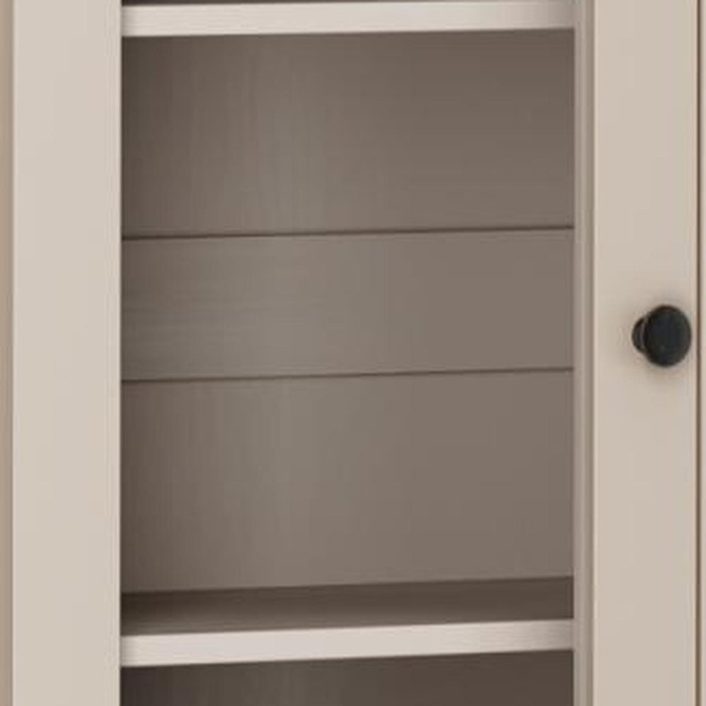 72" Beige Solid Wood Four Door Two Drawer Pantry Or Storage Closet