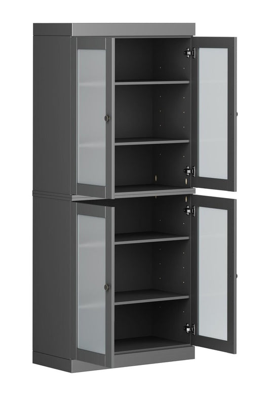 72" Gray Solid Wood Four Door Pantry Or Storage Closet HomeRoots