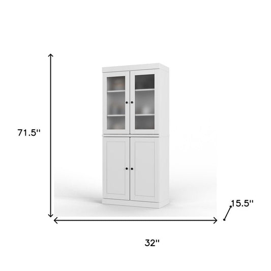 72" White Solid Wood Four Door Pantry Or Storage Closet HomeRoots