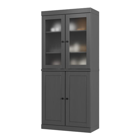 72" Gray Solid Wood Four Door Pantry Or Storage Closet HomeRoots