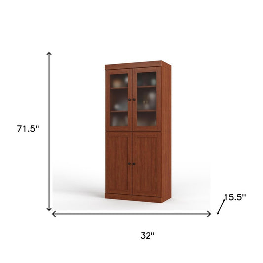 72" Coffee Solid Wood Four Door Two Drawer Pantry Or Storage Closet HomeRoots