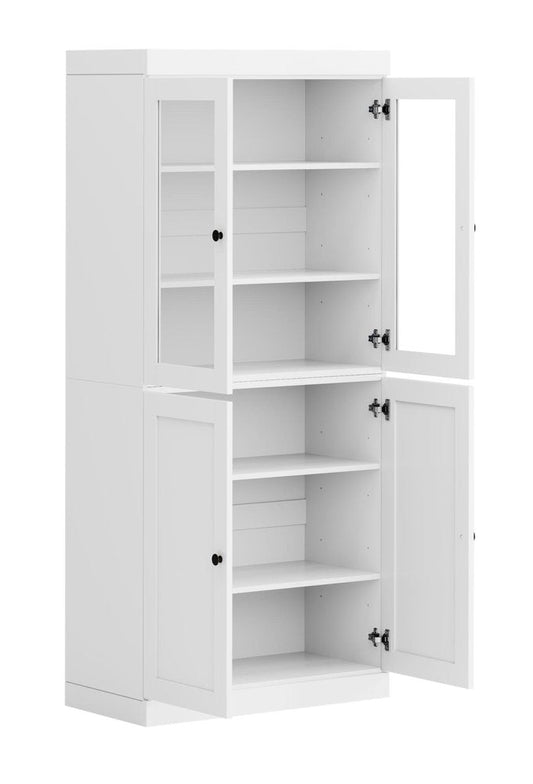 72" White Solid Wood Four Door Pantry Or Storage Closet HomeRoots