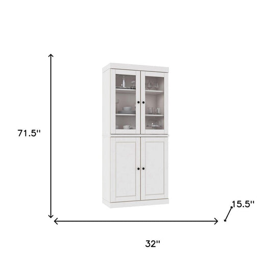 72" White Solid Wood Four Door Pantry Or Storage Closet HomeRoots