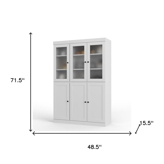 72" White Solid Wood Six Door Two Drawer Pantry Or Storage Closet HomeRoots