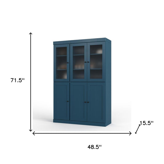 72" Teal Blue Solid Wood Six Door Two Drawer Pantry Or Storage Closet HomeRoots