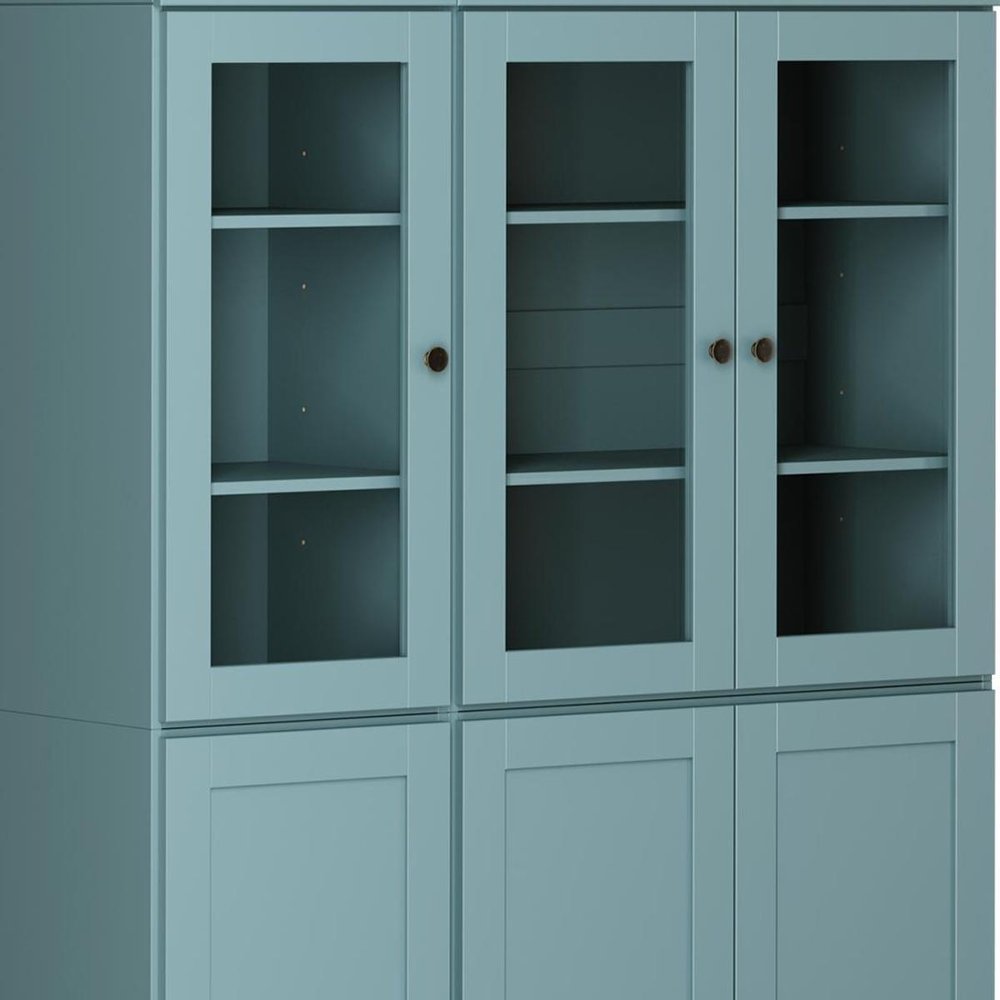 72" Aqua Solid Wood Six Door Two Drawer Pantry Or Storage Closet