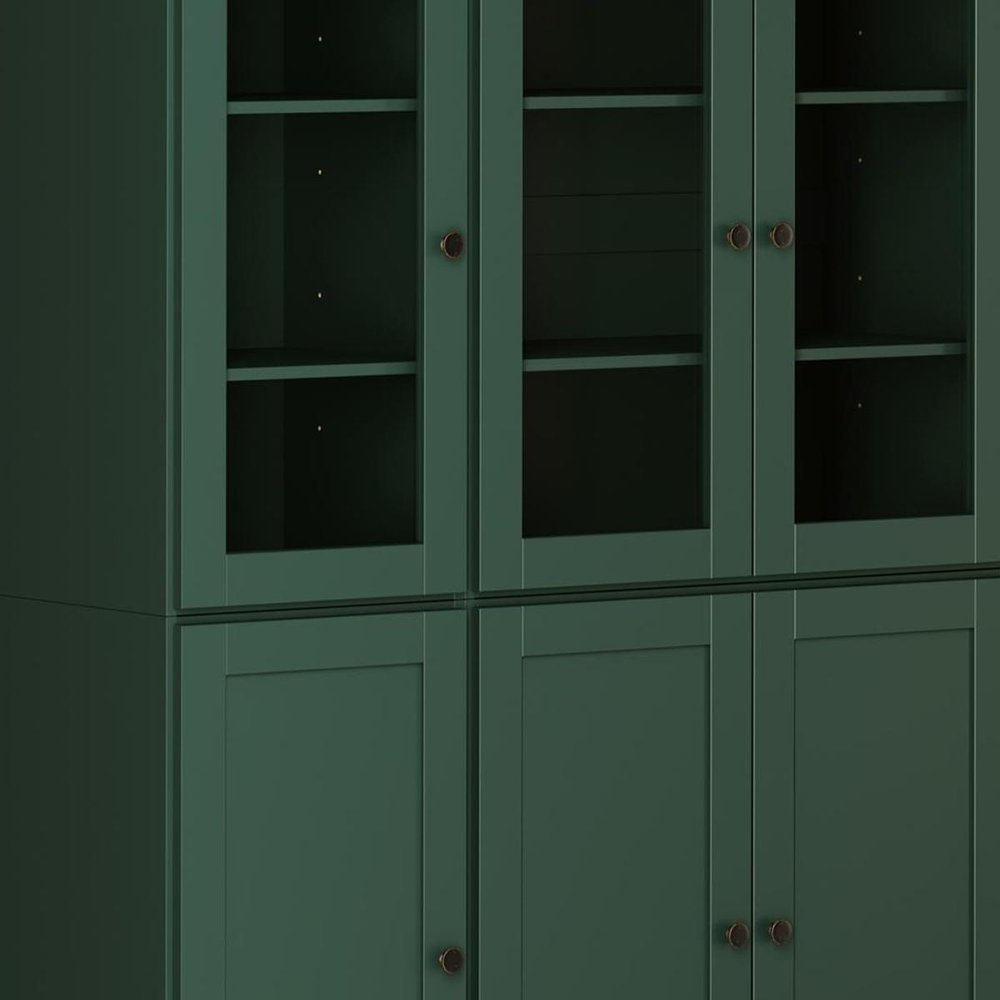 72" Green Solid Wood Six Door Two Drawer Pantry Or Storage Closet