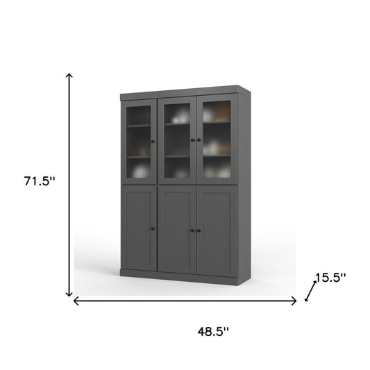 72" Gray Solid Wood Six Door Pantry Or Storage Closet HomeRoots