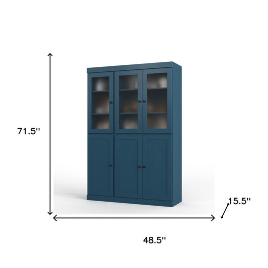 72" Teal Blue Solid Wood Six Door Pantry Or Storage Closet HomeRoots