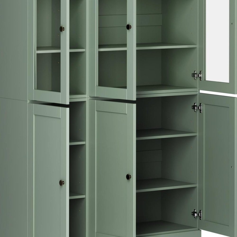 72" Sage Solid Wood Six Door Pantry Or Storage Closet