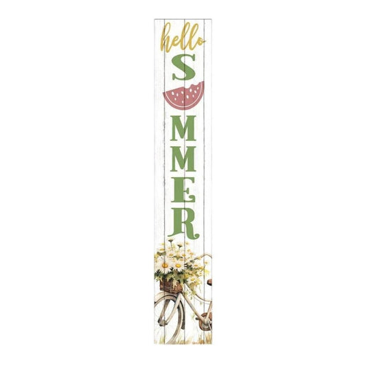 46" Sage White And Yellow Solid Wood Hello Summer Porch Sign
