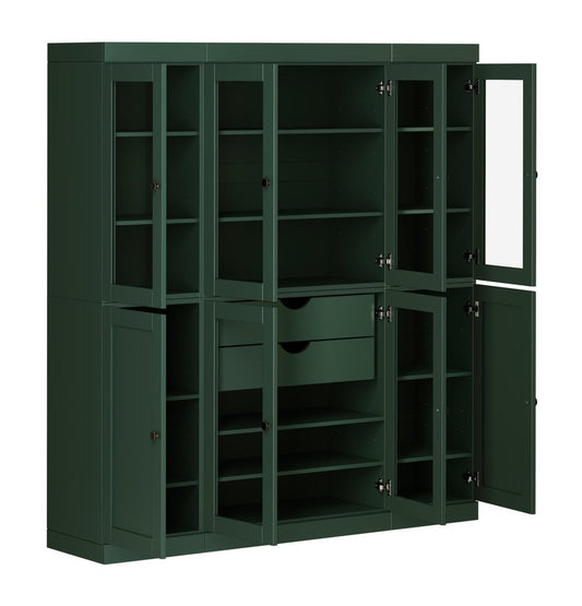 72" Green Solid Wood 8 Two Drawer Pantry Or Storage Closet HomeRoots