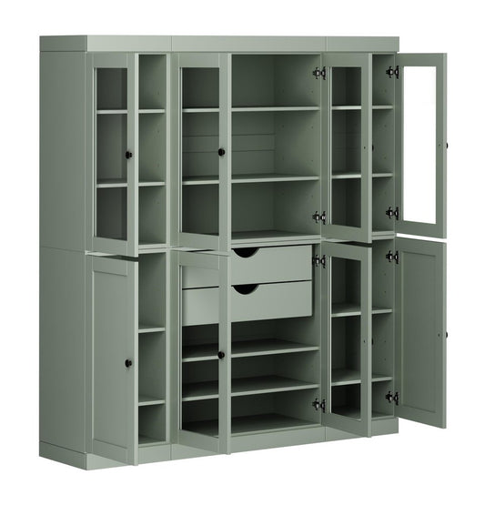 72" Sage Solid Wood 8 Two Drawer Pantry Or Storage Closet HomeRoots