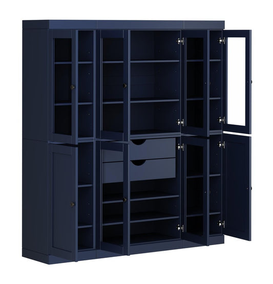 72" French Blue Solid Wood 8 Two Drawer Pantry Or Storage Closet HomeRoots