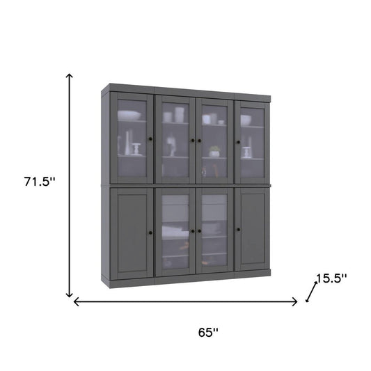 72" Gray Solid Wood 8 Two Drawer Pantry Or Storage Closet HomeRoots