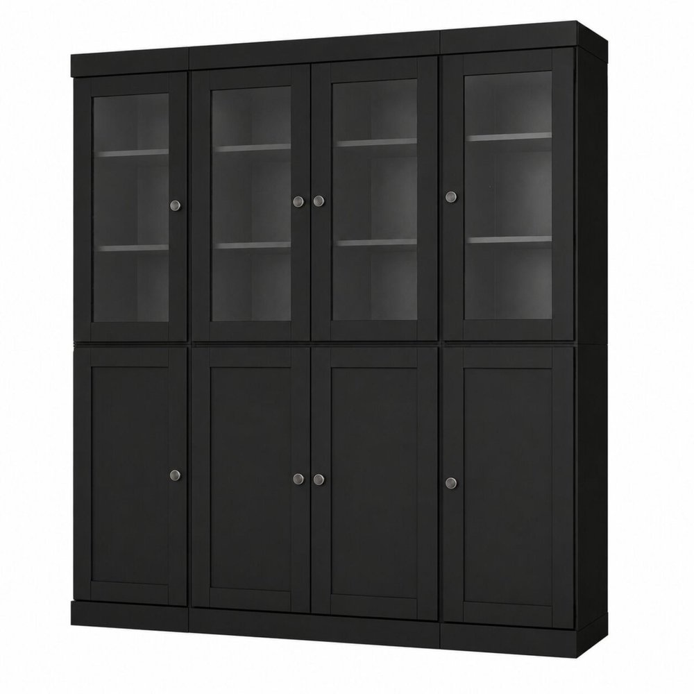 72" Black Solid Wood 8 Pantry Or Storage Closet HomeRoots