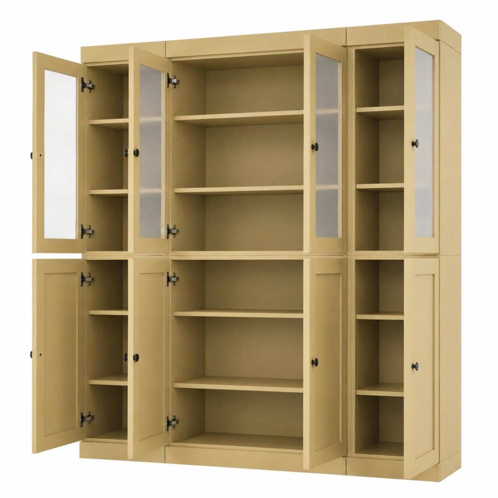 72" Yellow Solid Wood 8 Pantry Or Storage Closet HomeRoots