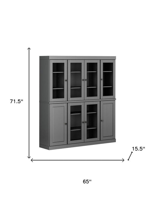 72" Gray Solid Wood 8 Pantry Or Storage Closet HomeRoots