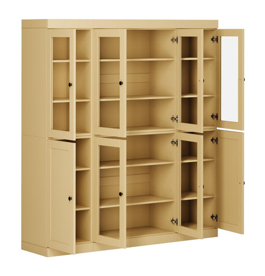72" Yellow Solid Wood 8 Pantry Or Storage Closet HomeRoots