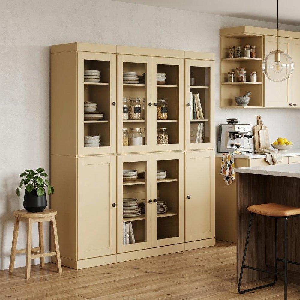 72" Yellow Solid Wood 8 Pantry Or Storage Closet HomeRoots