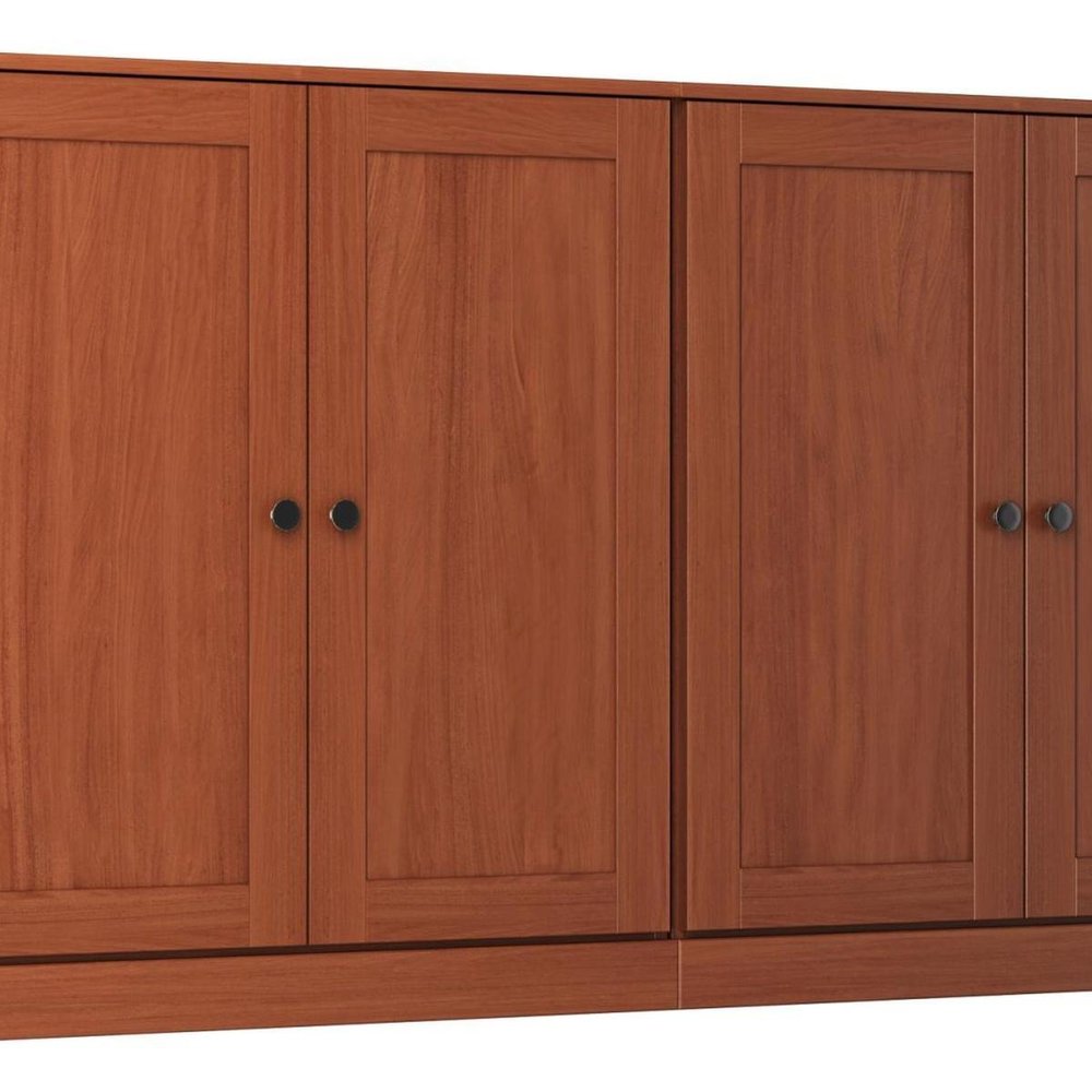 64" Coffee Solid Wood Four Drawer Sideboard With Four Doors