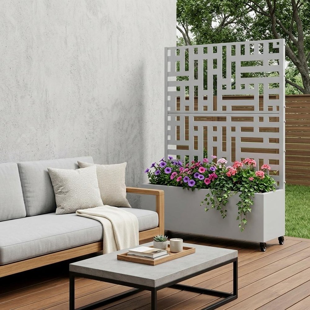 73" X 35" Gray Geometric Galvanized Metal Rectangular Planter Box HomeRoots