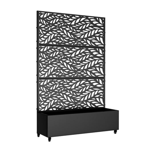 Set of Two Black Botanical Galvanized Metal Rectangular Planter Box