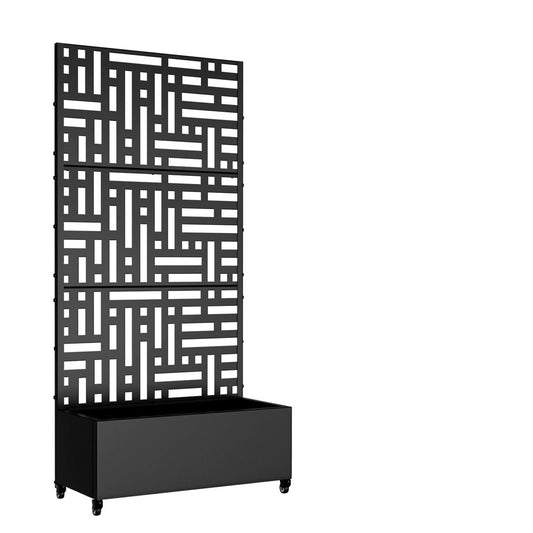 Set of Two Black Geometric Galvanized Metal Rectangular Planter Box