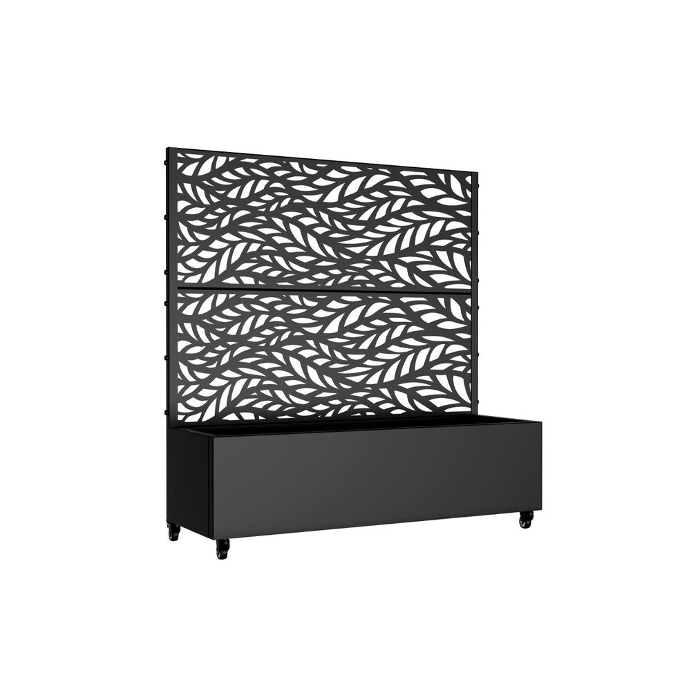 Set of Two Black Botanical Galvanized Metal Rectangular Planter Box HomeRoots